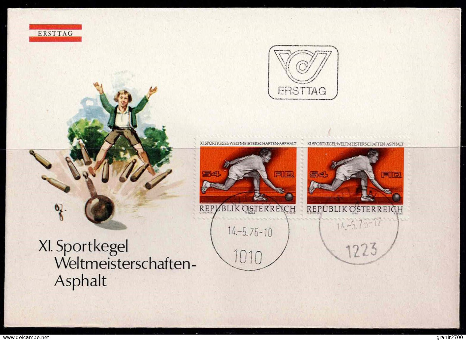 FDC  XI. Sportkegel Weltmeisterschaften - Asphalt   Vom 14.5.1976 - FDC