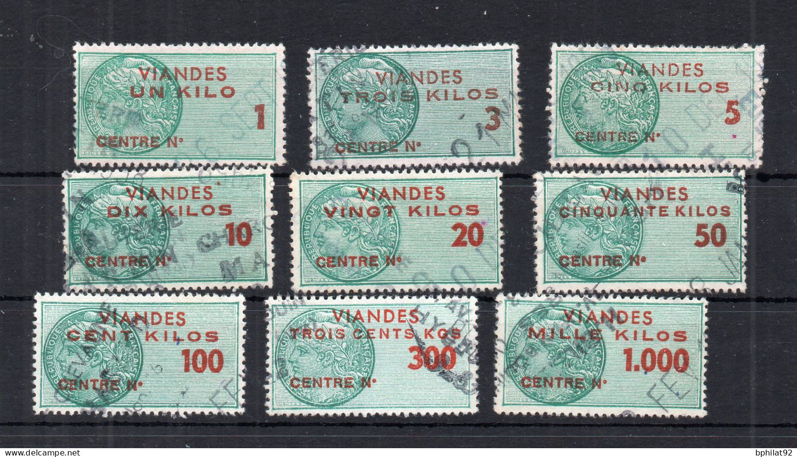 !!! FISCAUX VIANDES DE 1958, SERIE N°117/125 OBLITEREE - Marken