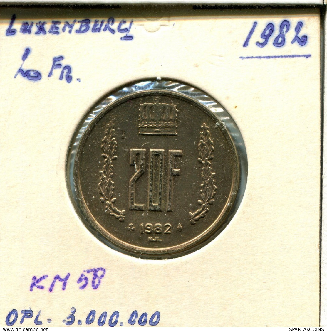 20 FRANCS 1982 LUXEMBOURG Pièce #AT247.F.A - Luxemburgo