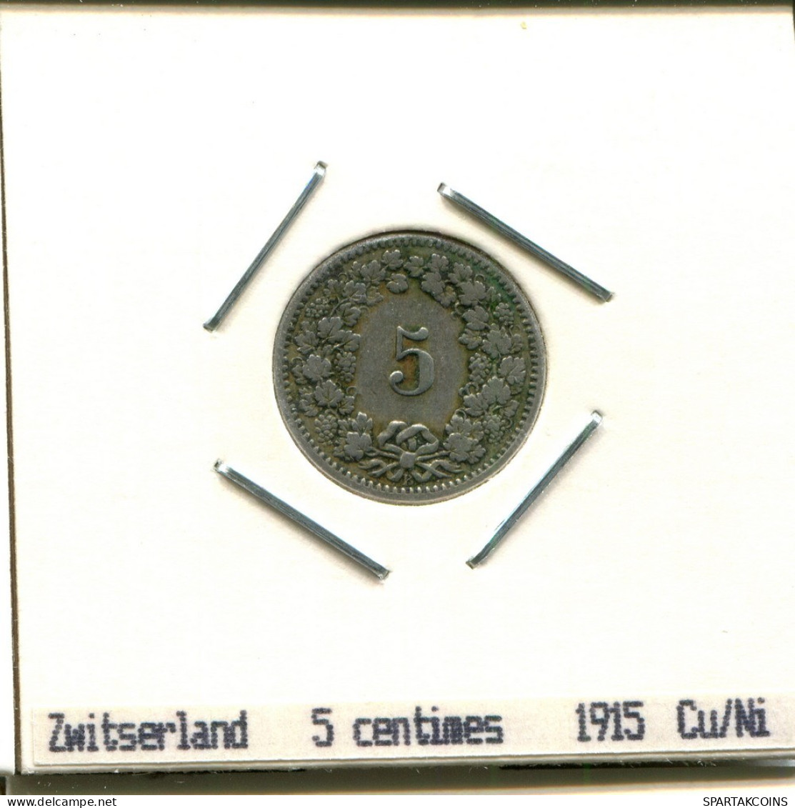 5 CENTIMES 1915 SUIZA SWITZERLAND Moneda #AS480.E.A - Andere & Zonder Classificatie