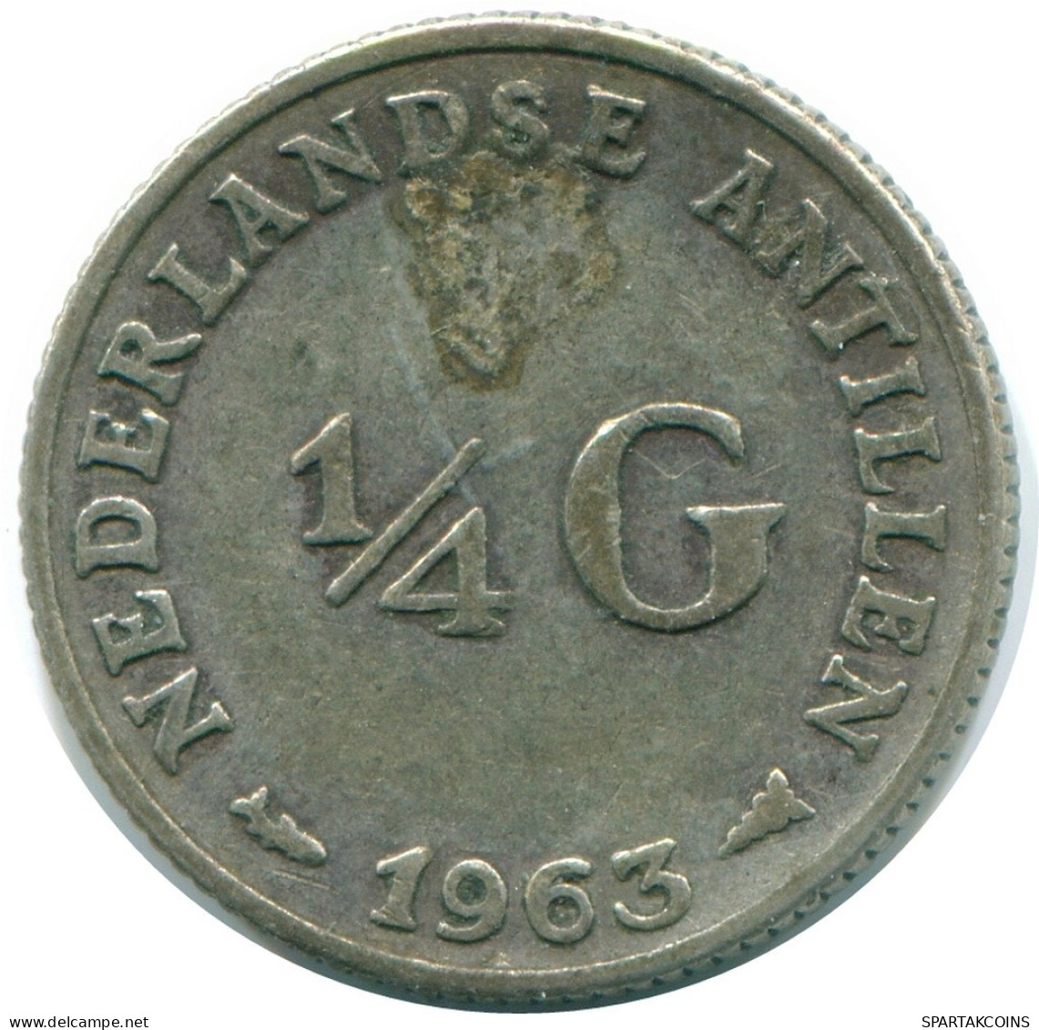 1/4 GULDEN 1963 NIEDERLÄNDISCHE ANTILLEN SILBER Koloniale Münze #NL11209.4.D.A - Netherlands Antilles