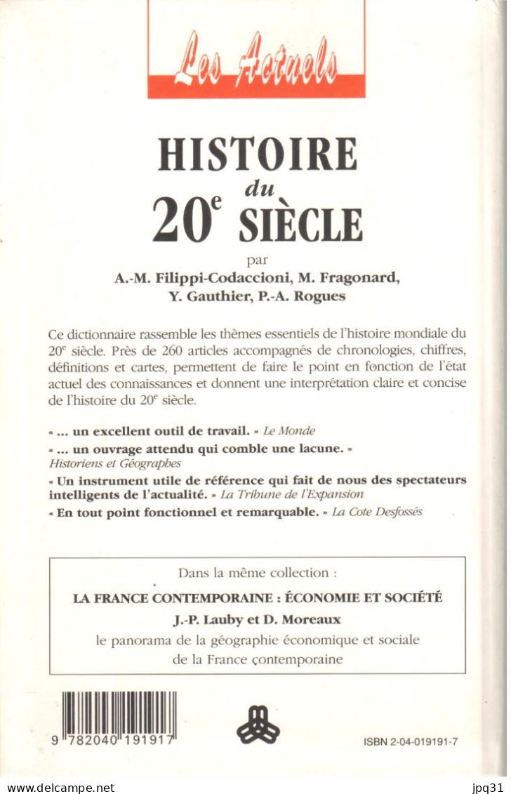 Histoire Du 20e Siècle - Les Actuels Bordas - 1992 - Storia