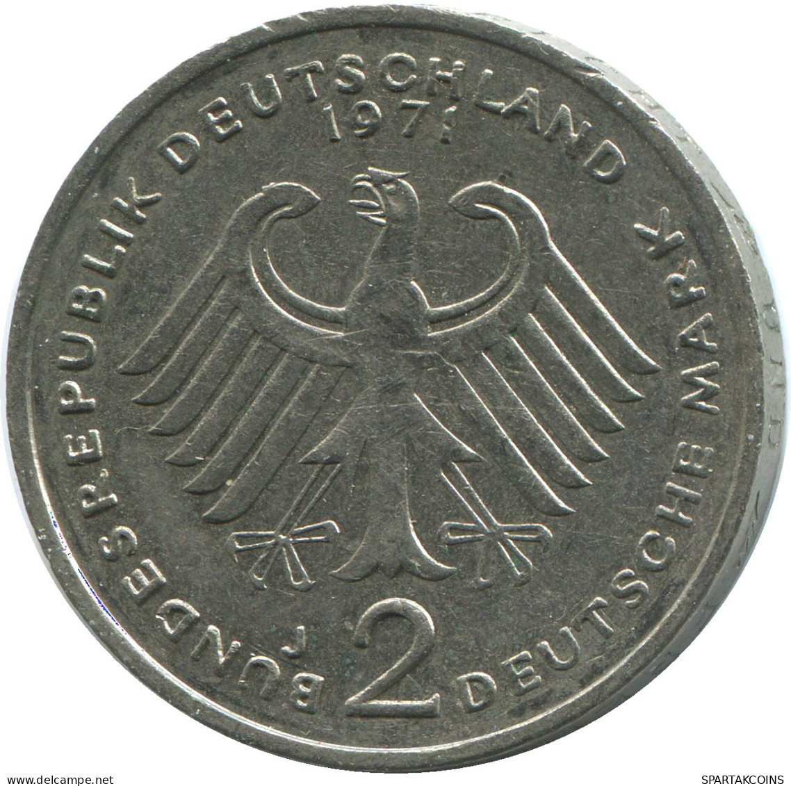 2 DM 1971 J BRD ALEMANIA Moneda GERMANY #DE10381.5.E.A - 2 Marchi