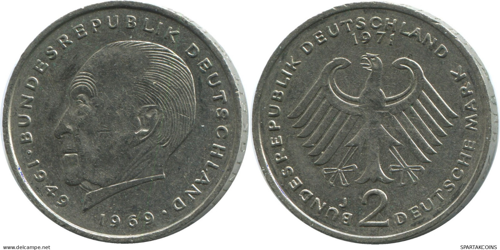 2 DM 1971 J BRD ALEMANIA Moneda GERMANY #DE10381.5.E.A - 2 Marcos
