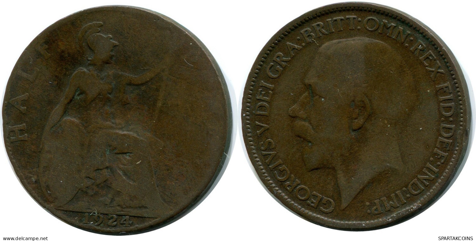 HALF PENNY 1924 UK GROßBRITANNIEN GREAT BRITAIN Münze #AZ592.D.A - C. 1/2 Penny