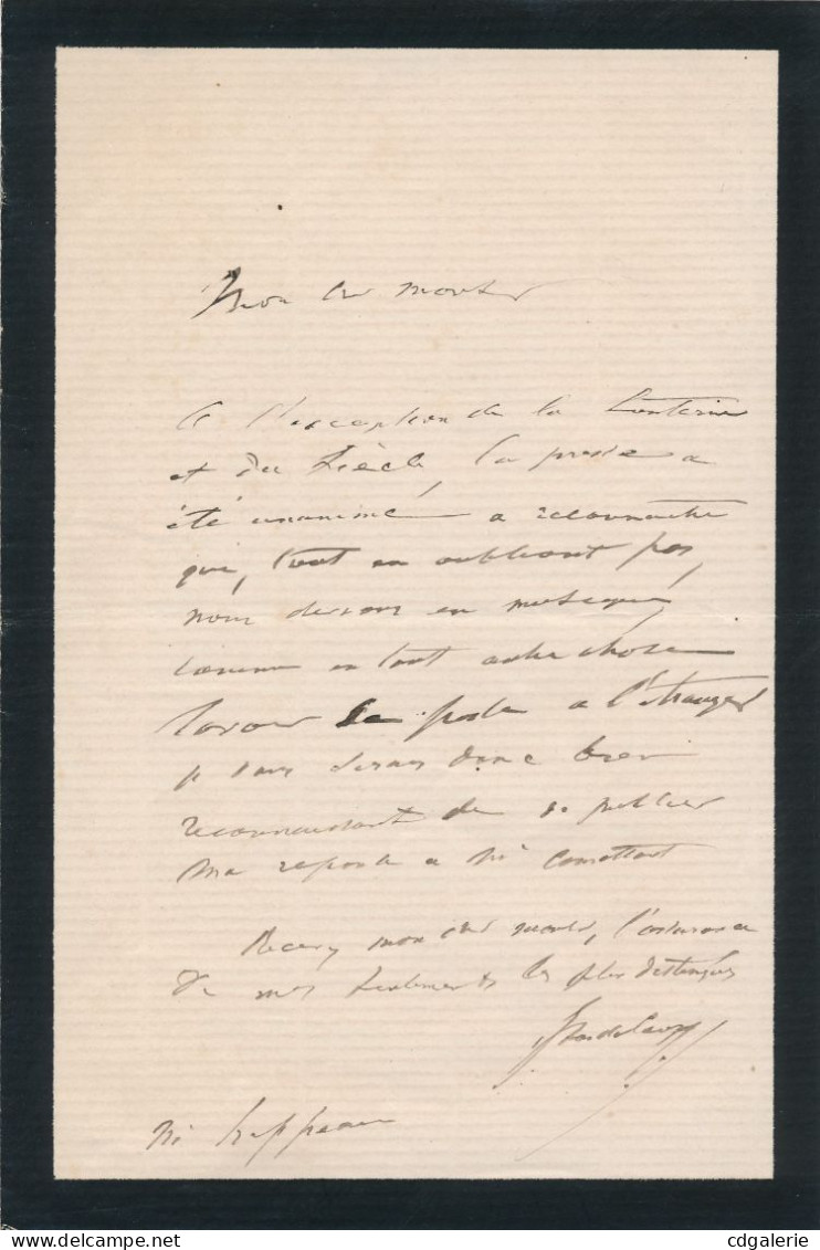 Jules PASDELOUP Lettre Autographe Signée Droit De Réponse à Comettant Lohengrin Wagner 1879 - Zangers & Muzikanten