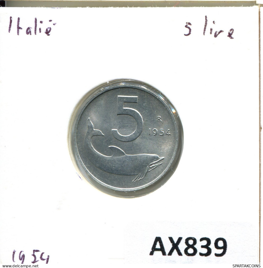 5 LIRE 1954 ITALY Coin #AX839.U.A - 5 Liras