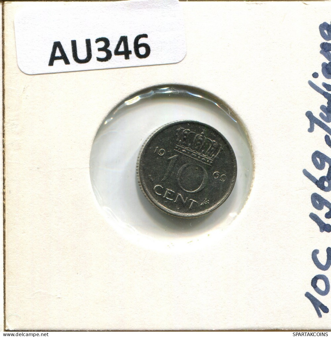 10 CENT 1969 NETHERLANDS Coin #AU346.U.A - 1948-1980 : Juliana