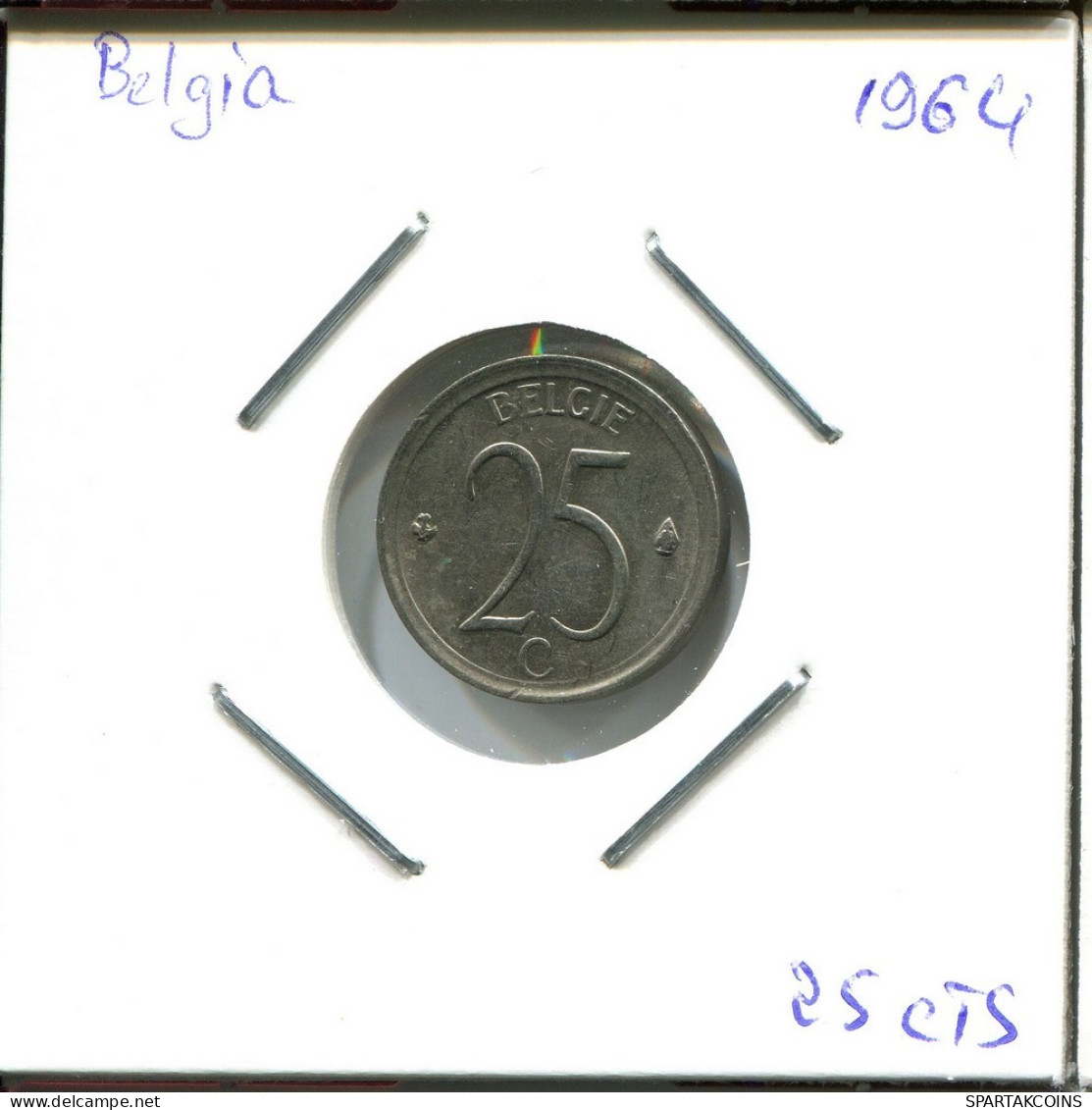 25 CENTIMES 1964 DUTCH Text BÉLGICA BELGIUM Moneda #AU604.E.A - 25 Centimes
