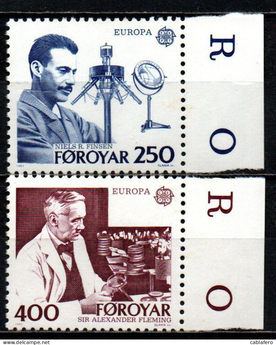 ISOLE FAEROER - 1983 - EUROPA: NIELS R. FINSEN - SIR ALEXANDER FLEMING - MNH - Féroé (Iles)