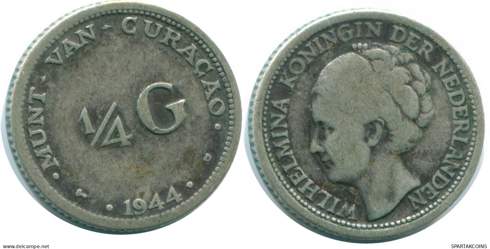 1/4 GULDEN 1944 CURACAO NÉERLANDAIS NETHERLANDS ARGENT Colonial Pièce #NL10693.4.F.A - Curaçao