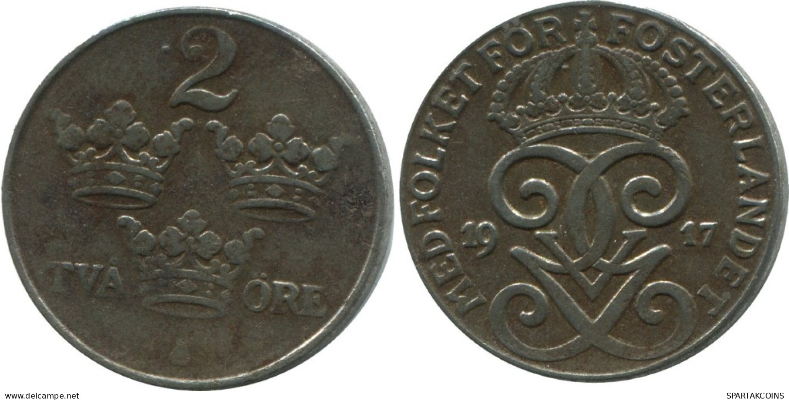 2 ORE 1918 SWEDEN Coin #AC740.2.U.A - Suecia