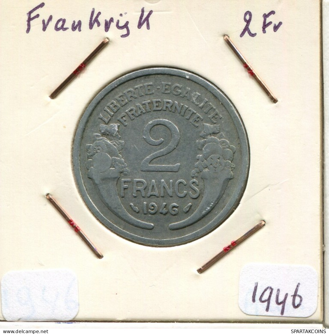 2 FRANCS 1946 FRANKREICH FRANCE Französisch Münze #AM599.D.A - 2 Francs