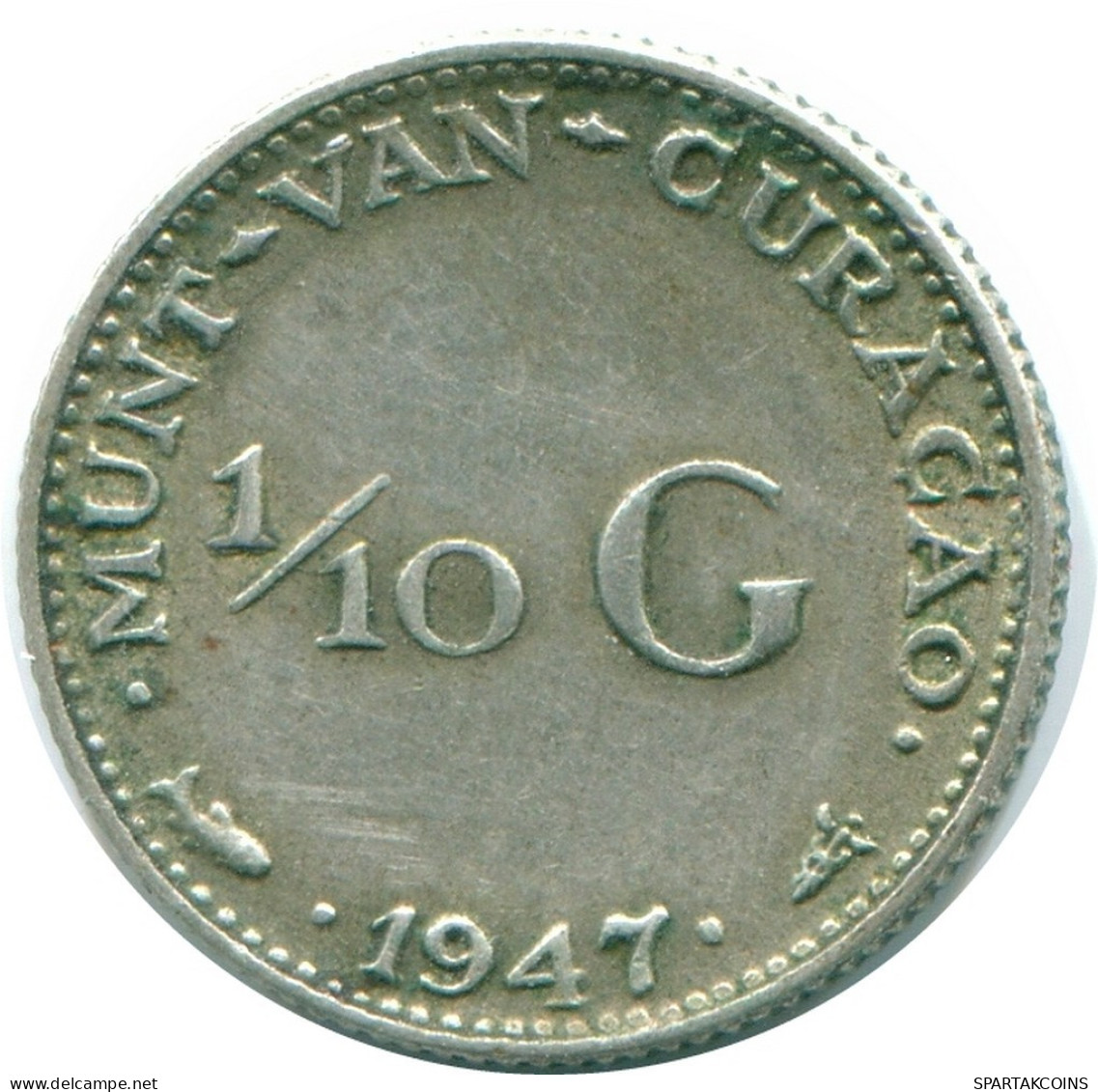 1/10 GULDEN 1947 CURACAO Netherlands SILVER Colonial Coin #NL11849.3.U.A - Curacao