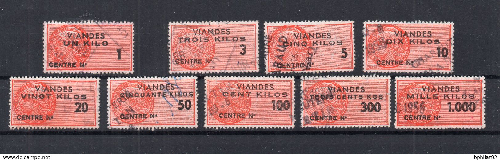 !!! FISCAUX VIANDES, SERIE N°63/71 OBLITEREE - Marche Da Bollo