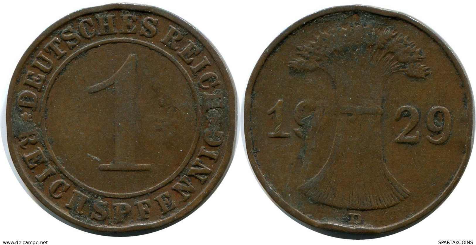 1 REICHSPFENNIG 1929 D ALEMANIA Moneda GERMANY #DB784.E.A - 1 Rentenpfennig & 1 Reichspfennig