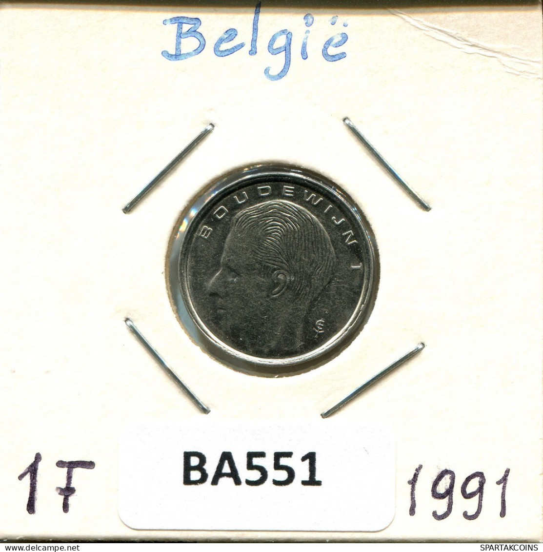 1 FRANC 1991 DUTCH Text BÉLGICA BELGIUM Moneda #BA551.E.A - 1 Franc