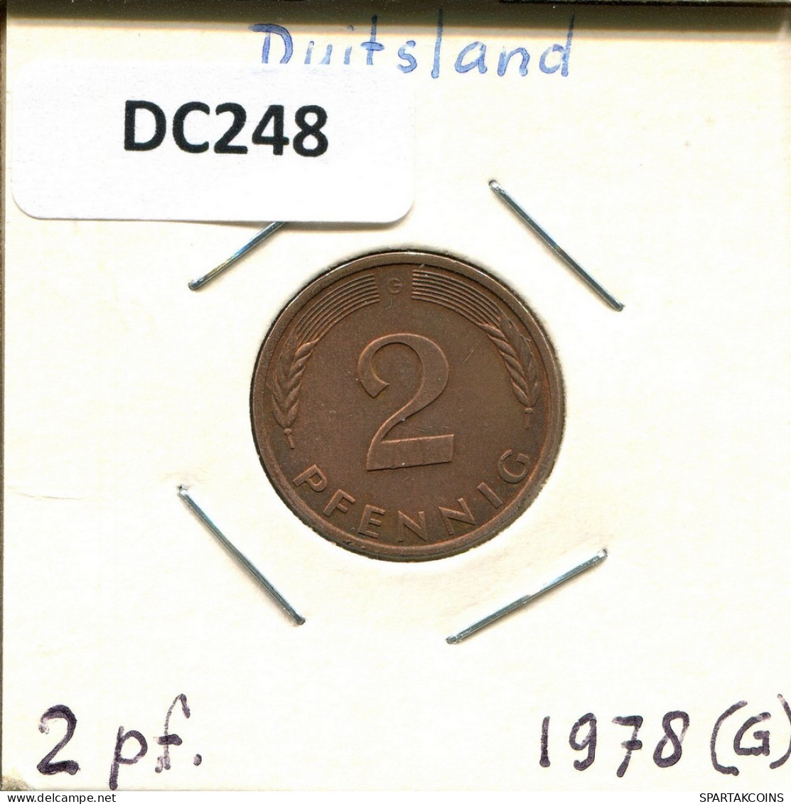 2 PFENNIG 1978 G BRD ALEMANIA Moneda GERMANY #DC248.E.A - 2 Pfennig