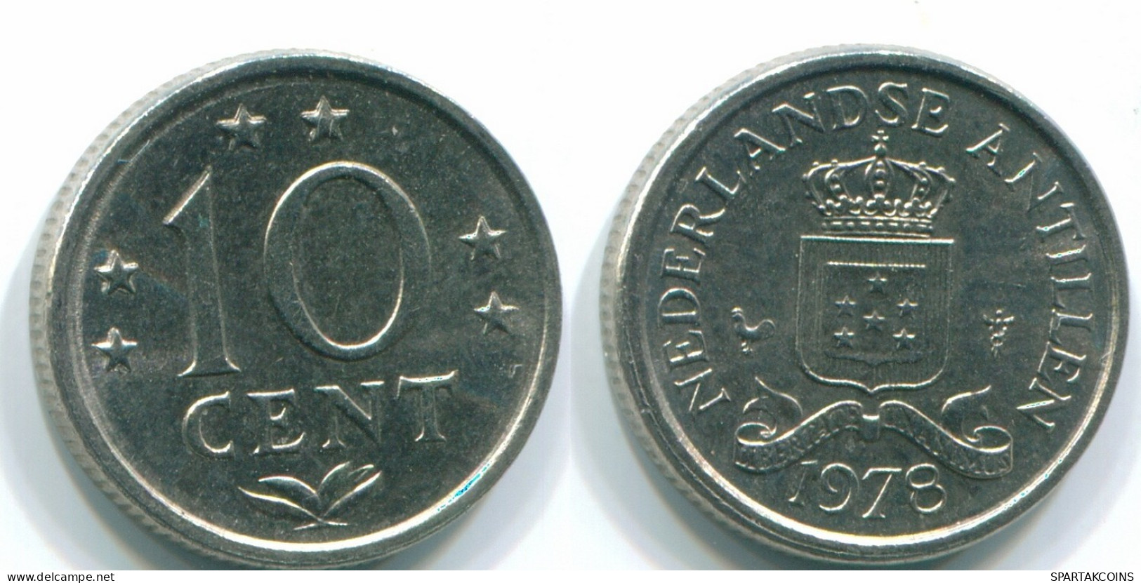 10 CENTS 1978 NETHERLANDS ANTILLES Nickel Colonial Coin #S13569.U.A - Nederlandse Antillen