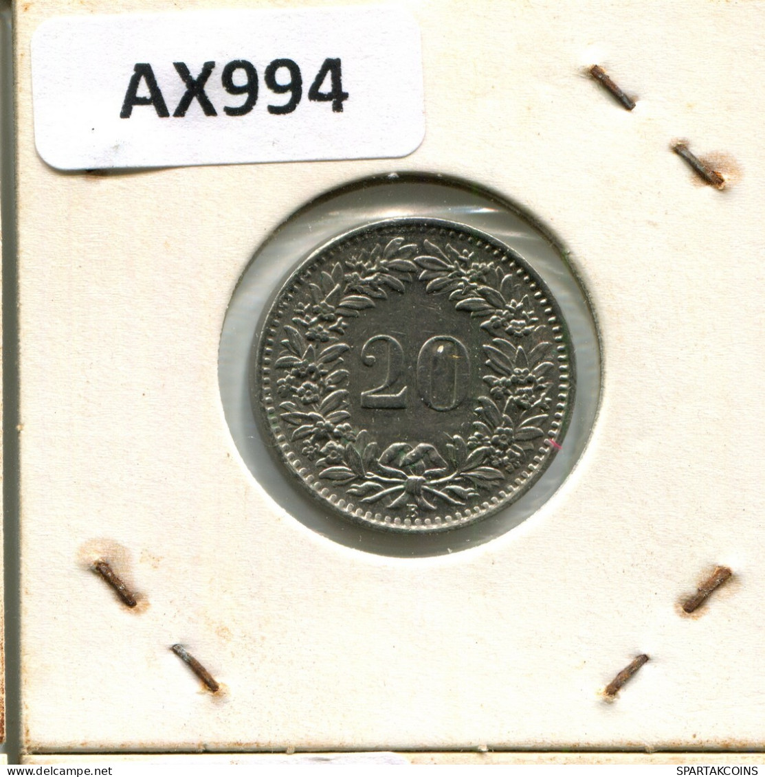 20 RAPPEN 1968 B SUIZA SWITZERLAND Moneda #AX994.3.E.A - Sonstige & Ohne Zuordnung
