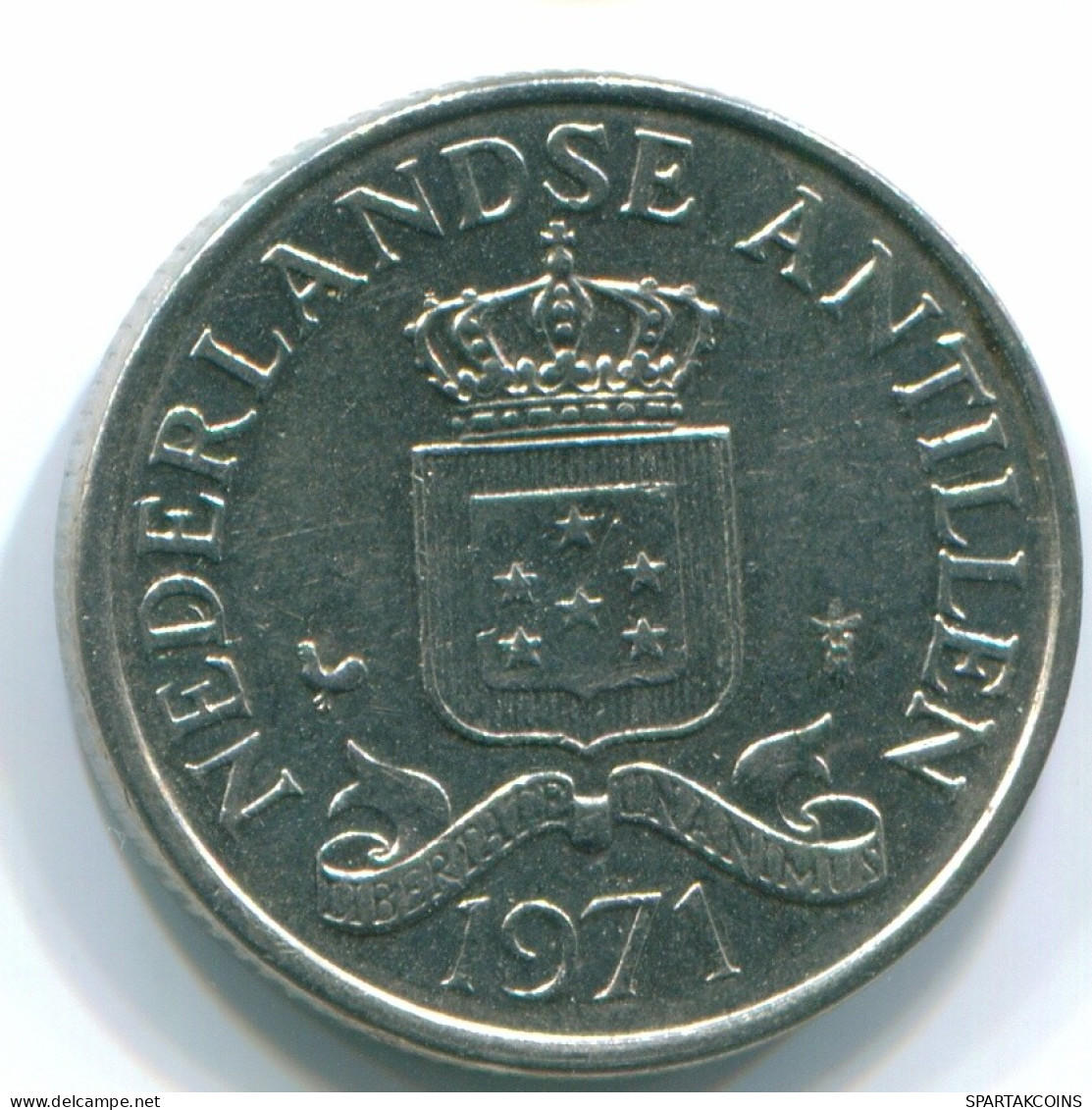 25 CENTS 1971 ANTILLES NÉERLANDAISES Nickel Colonial Pièce #S11555.F.A - Nederlandse Antillen