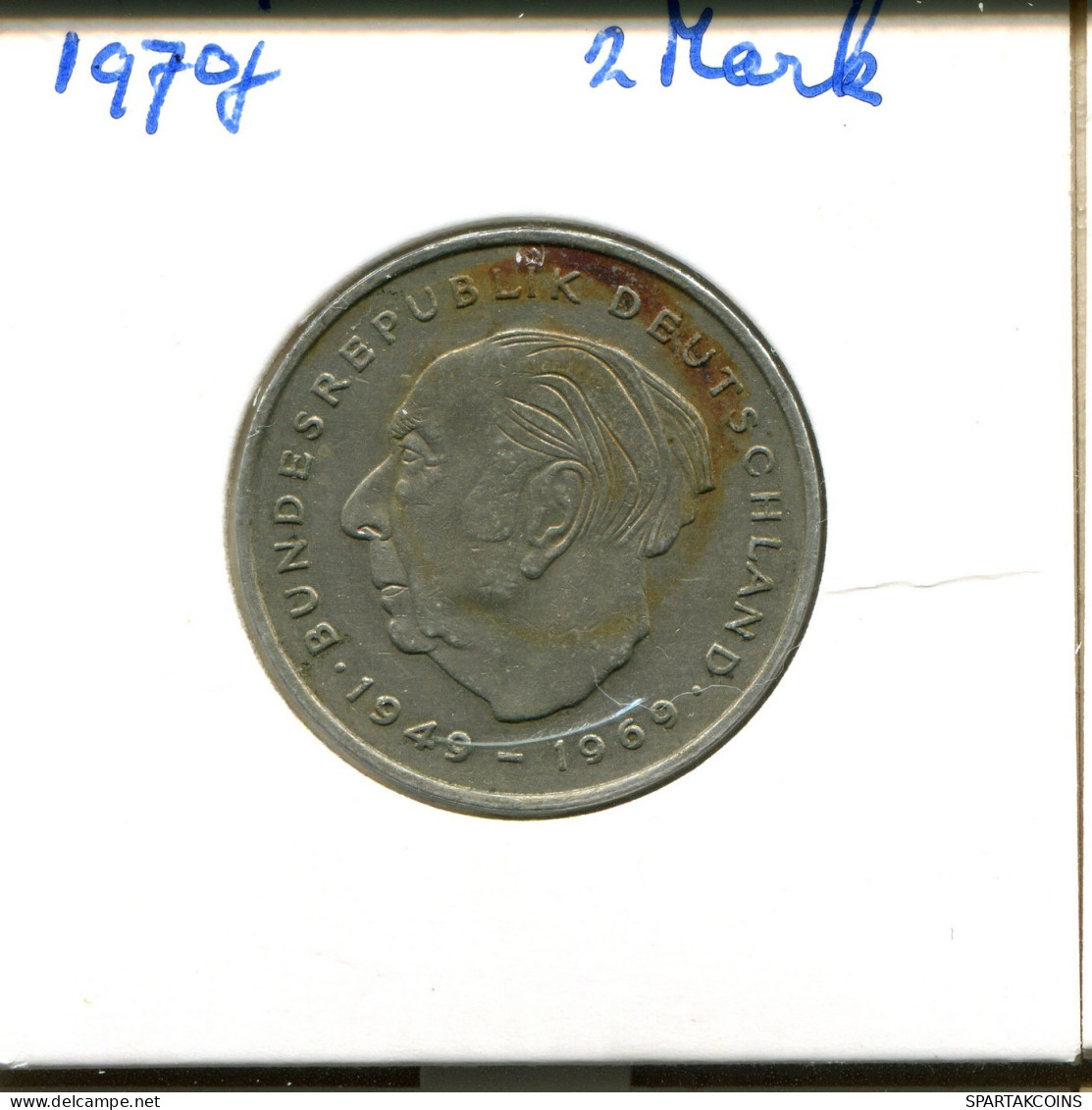 2 DM 1970 J T. HEUSS WEST & UNIFIED GERMANY Coin #DA824.U.A - 2 Mark