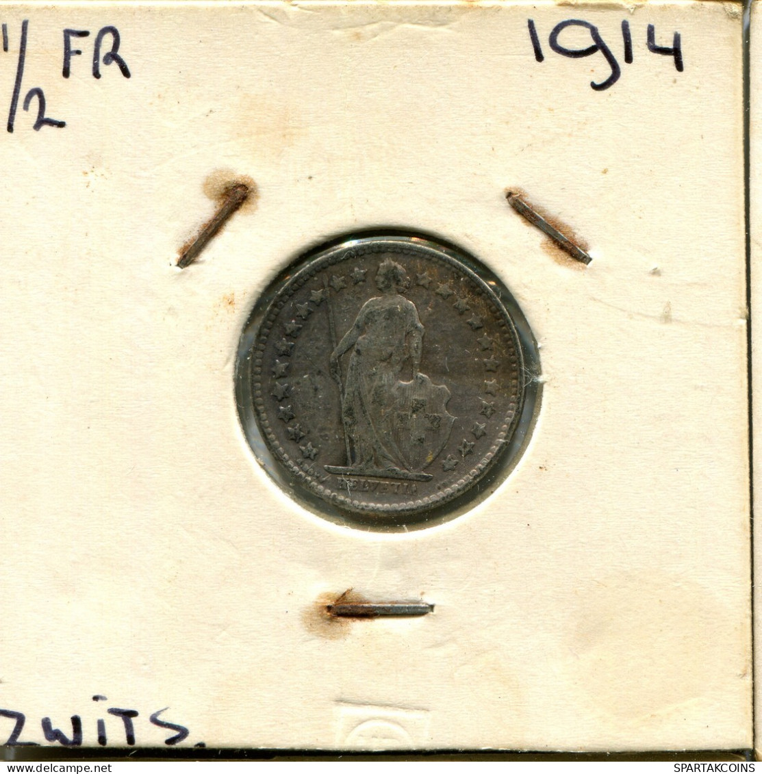 1/2 FRANC 1914 B SCHWEIZ SWITZERLAND Münze SILBER #AY010.3.D.A - Sonstige & Ohne Zuordnung