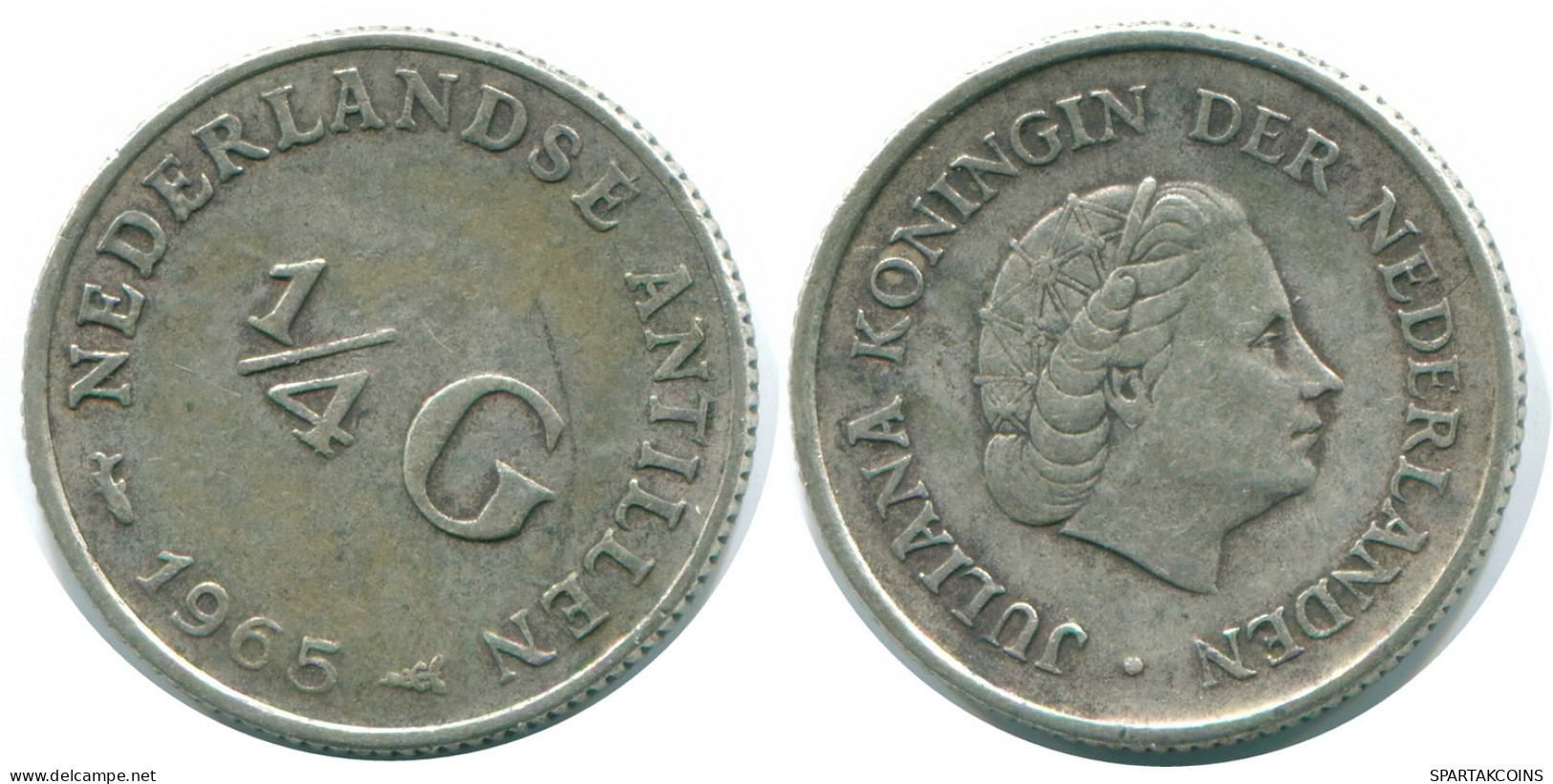 1/4 GULDEN 1965 NETHERLANDS ANTILLES SILVER Colonial Coin #NL11330.4.U.A - Nederlandse Antillen
