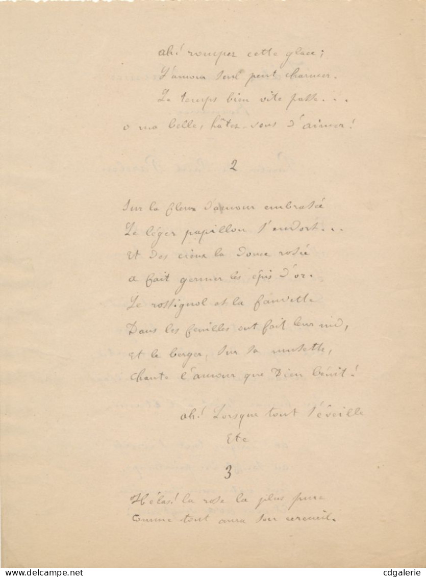 Paul PARELON Manuscrit Autographe Signé Parolier Hâtez-vous D’aimer - Cantanti E Musicisti