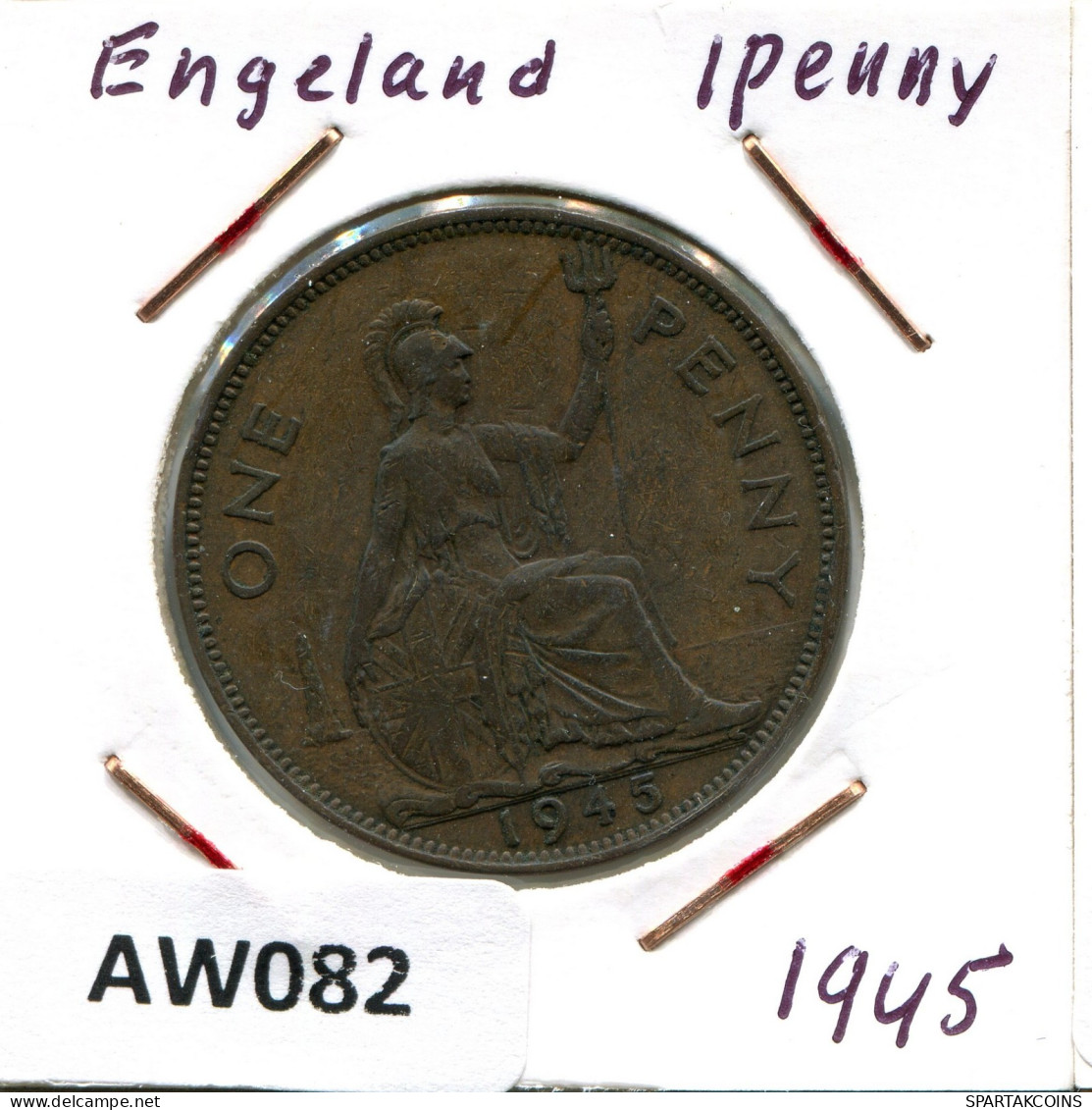 PENNY 1945 UK GRANDE-BRETAGNE GREAT BRITAIN Pièce #AW082.F.A - D. 1 Penny
