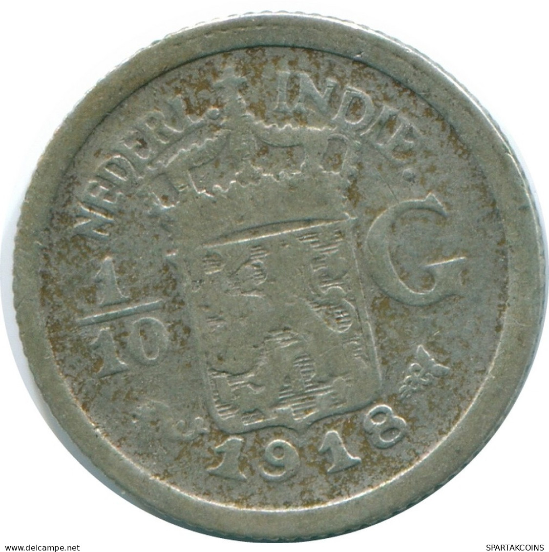 1/10 GULDEN 1918 NIEDERLANDE OSTINDIEN SILBER Koloniale Münze #NL13323.3.D.A - Indes Néerlandaises