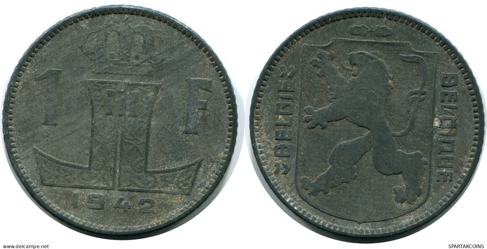 1 FRANC 1942 BÉLGICA BELGIUM Moneda BELGIE-BELGIQUE #AX373.E.A - 1 Franc