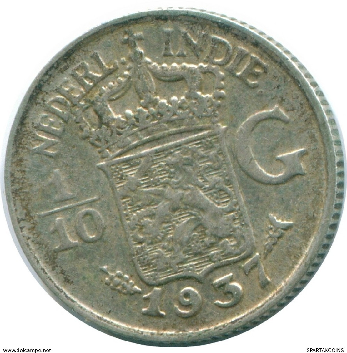 1/10 GULDEN 1937 NIEDERLANDE OSTINDIEN SILBER Koloniale Münze #NL13474.3.D.A - Niederländisch-Indien