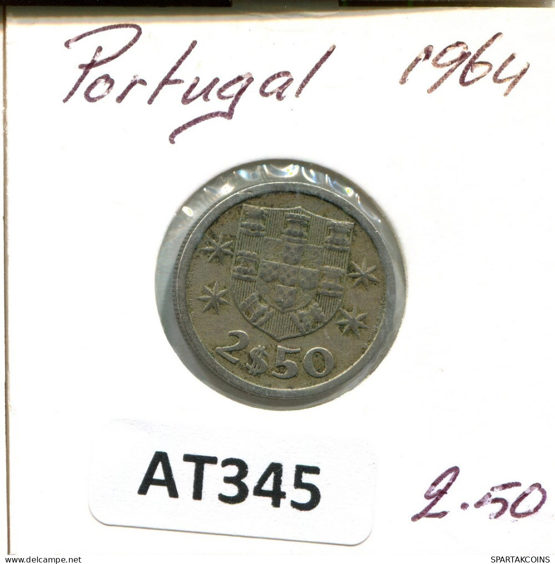 2$50 ESCUDOS 1964 PORTUGAL Münze #AT345.D.A - Portogallo