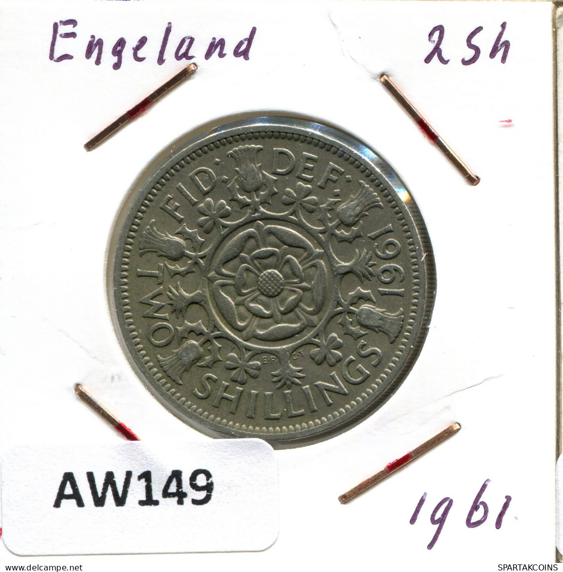 2 SHILLINGS 1961 UK GRANDE-BRETAGNE GREAT BRITAIN Pièce #AW149.F.A - J. 1 Florin / 2 Shillings