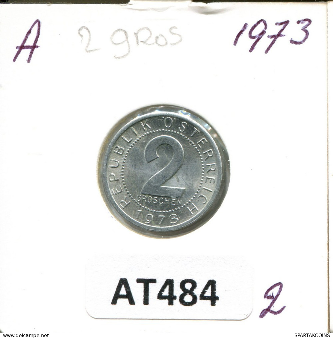 2 GROSCHEN 1973 AUSTRIA Moneda #AT484.E.A - Austria