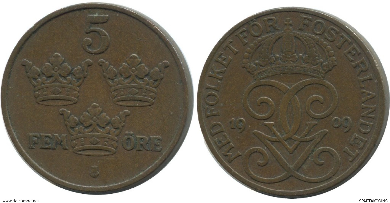 5 ORE 1909 SUECIA SWEDEN Moneda #AC431.2.E.A - Sweden