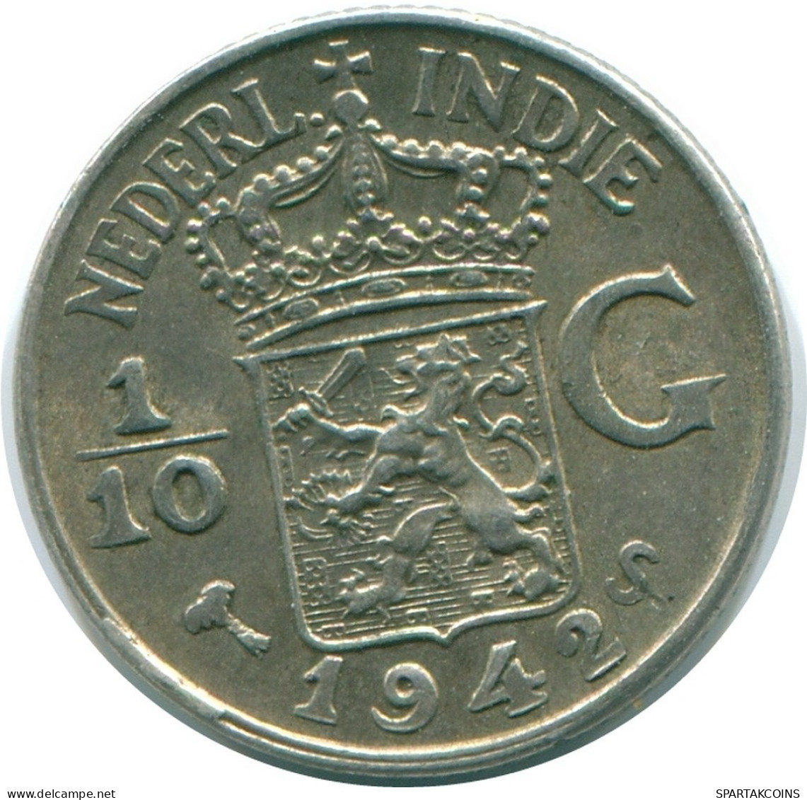 1/10 GULDEN 1942 NETHERLANDS EAST INDIES SILVER Colonial Coin #NL13936.3.U.A - Indes Néerlandaises