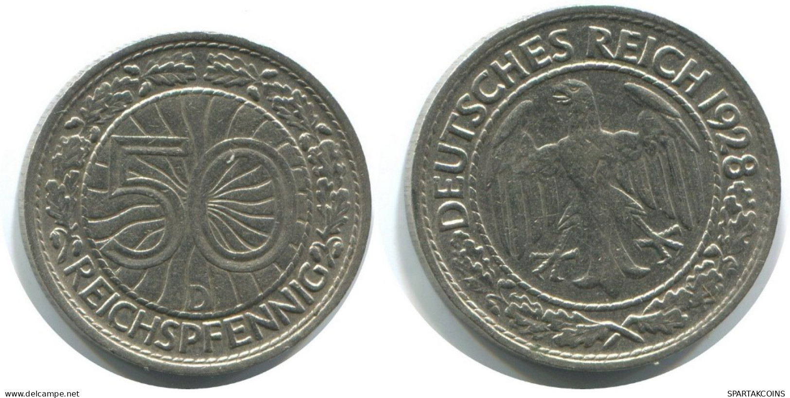 50 REICHSPFENNIG 1928 D DEUTSCHLAND Münze GERMANY #AD725.9.D.A - 50 Rentenpfennig & 50 Reichspfennig