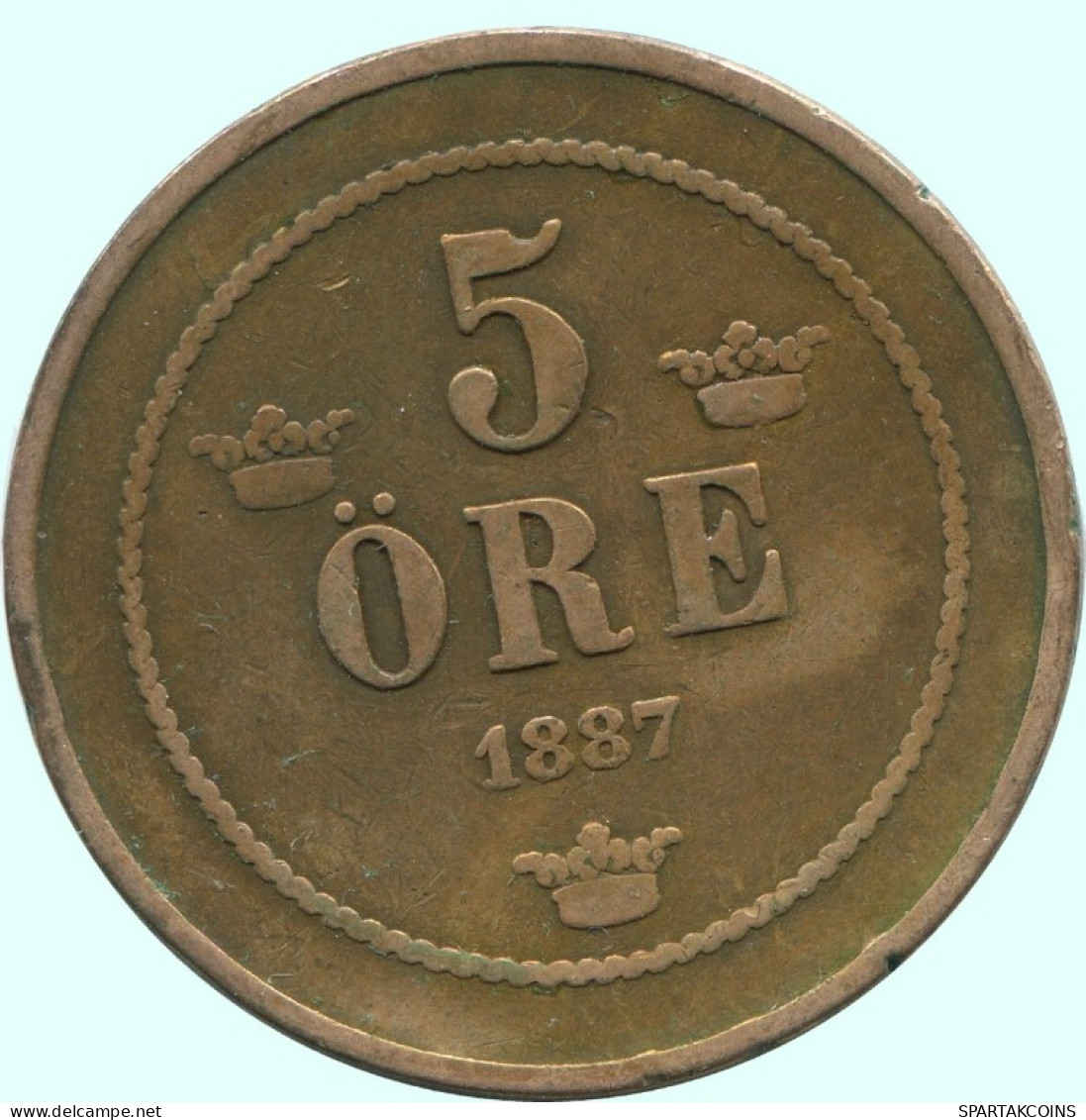 5 ORE 1887 SWEDEN Coin #AC621.2.U.A - Schweden