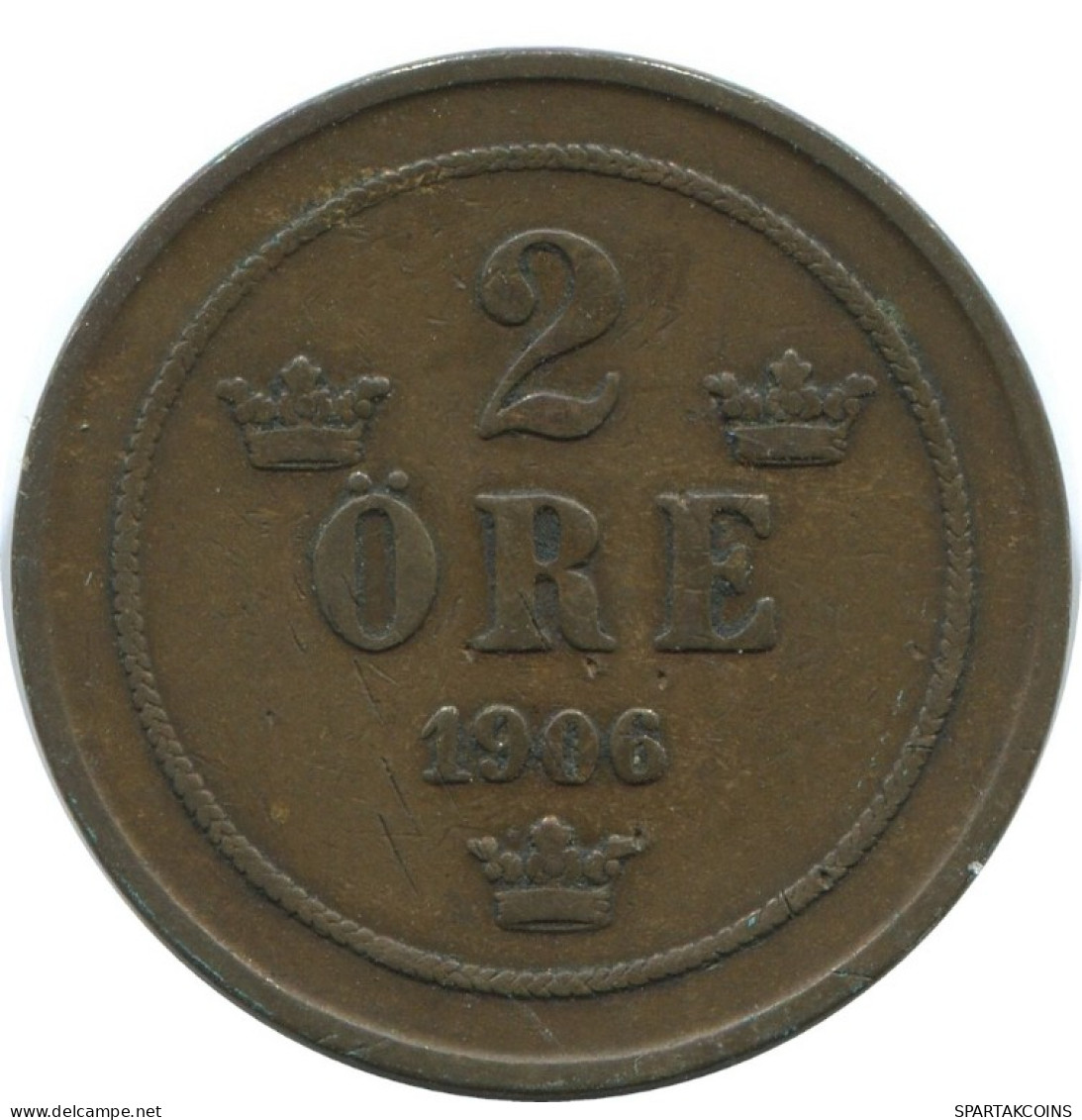 2 ORE 1906 SUÈDE SWEDEN Pièce #AC980.2.F.A - Suecia
