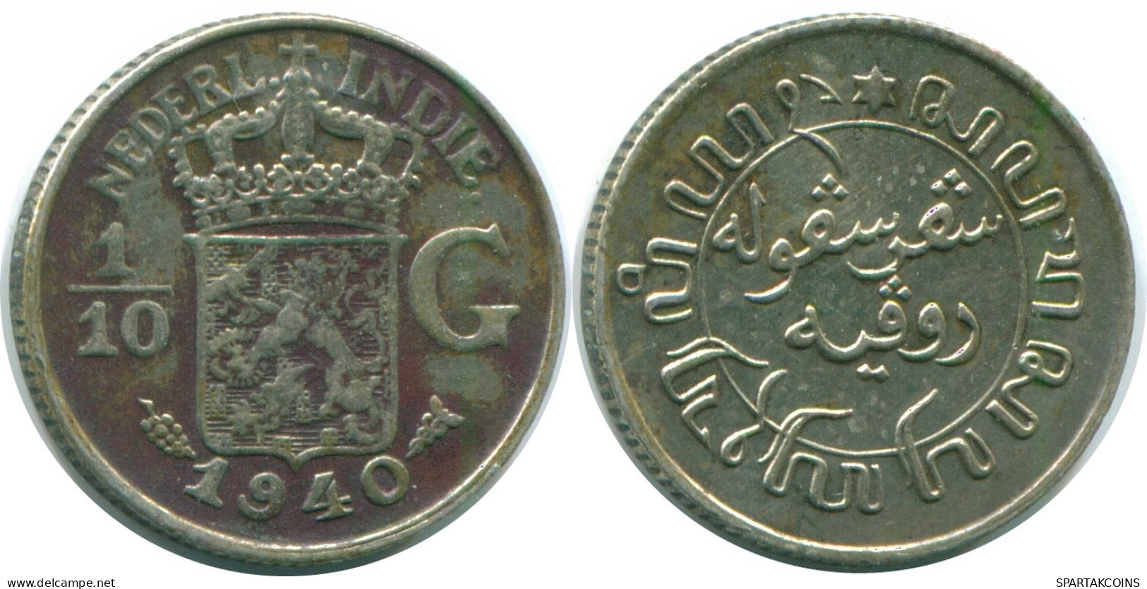 1/10 GULDEN 1940 NIEDERLANDE OSTINDIEN SILBER Koloniale Münze #NL13547.3.D.A - Niederländisch-Indien