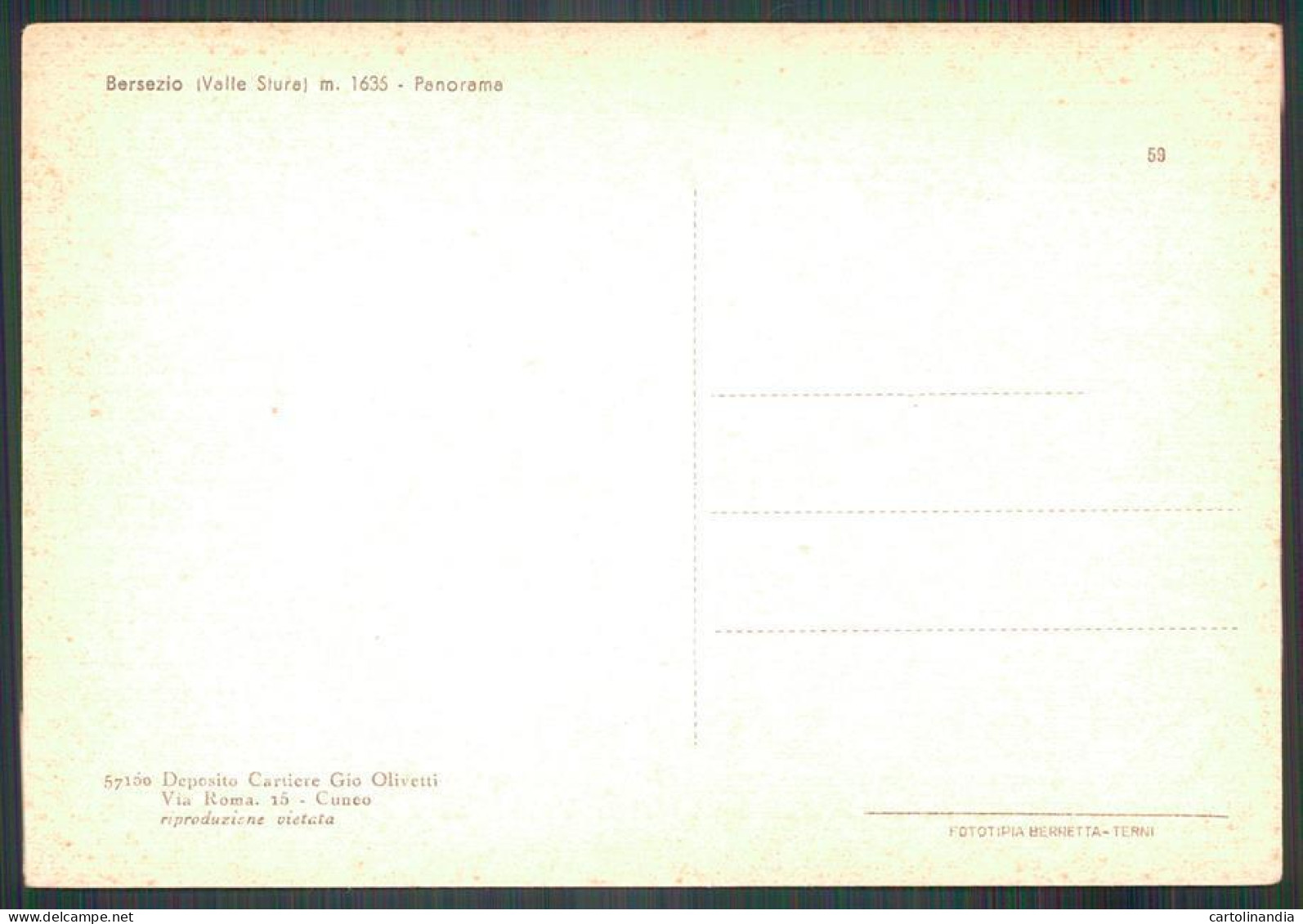 Cuneo Argentera Bersezio FG Cartolina MZ0643 - Cuneo