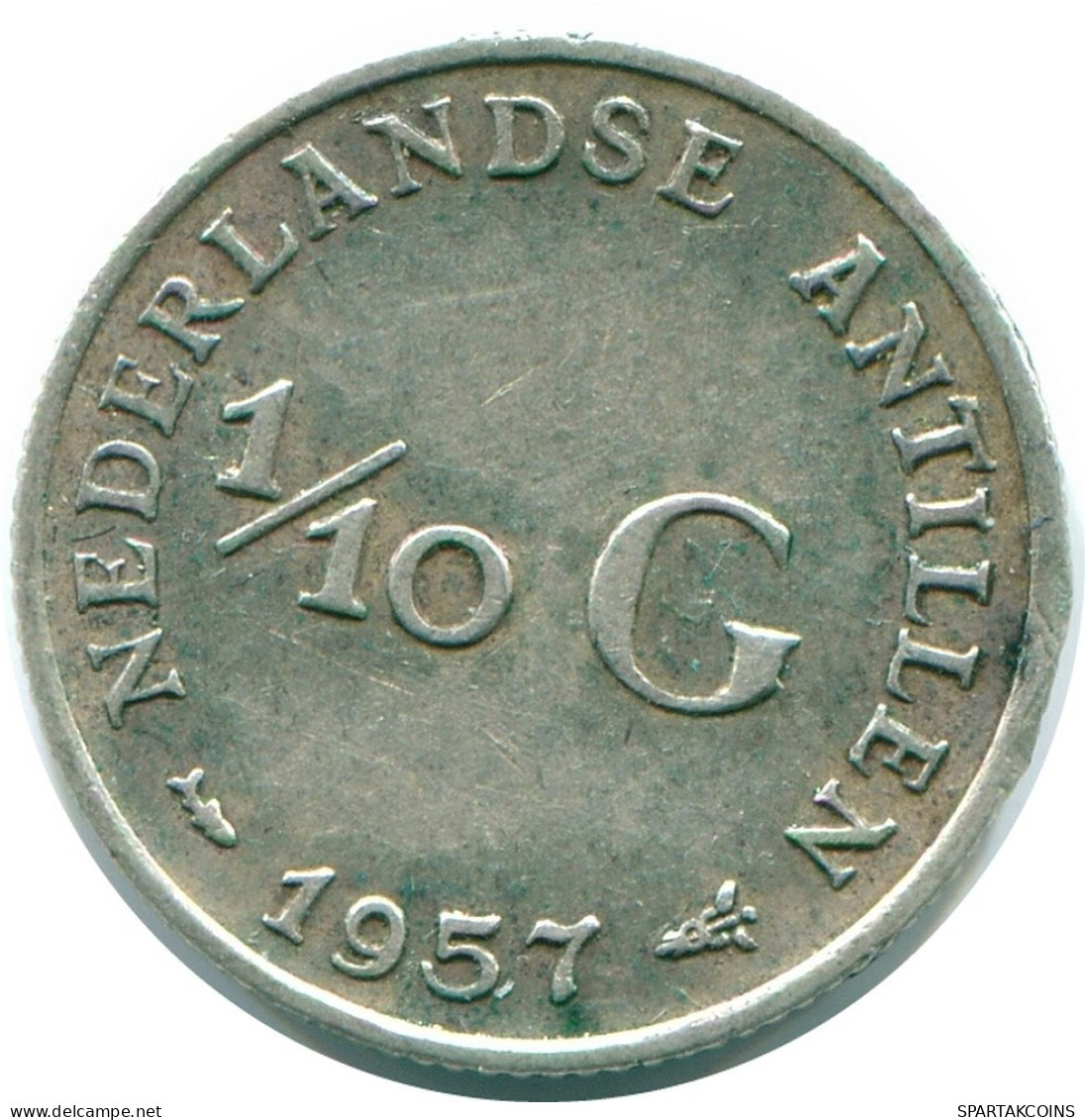 1/10 GULDEN 1957 ANTILLAS NEERLANDESAS PLATA Colonial Moneda #NL12165.3.E.A - Antilles Néerlandaises