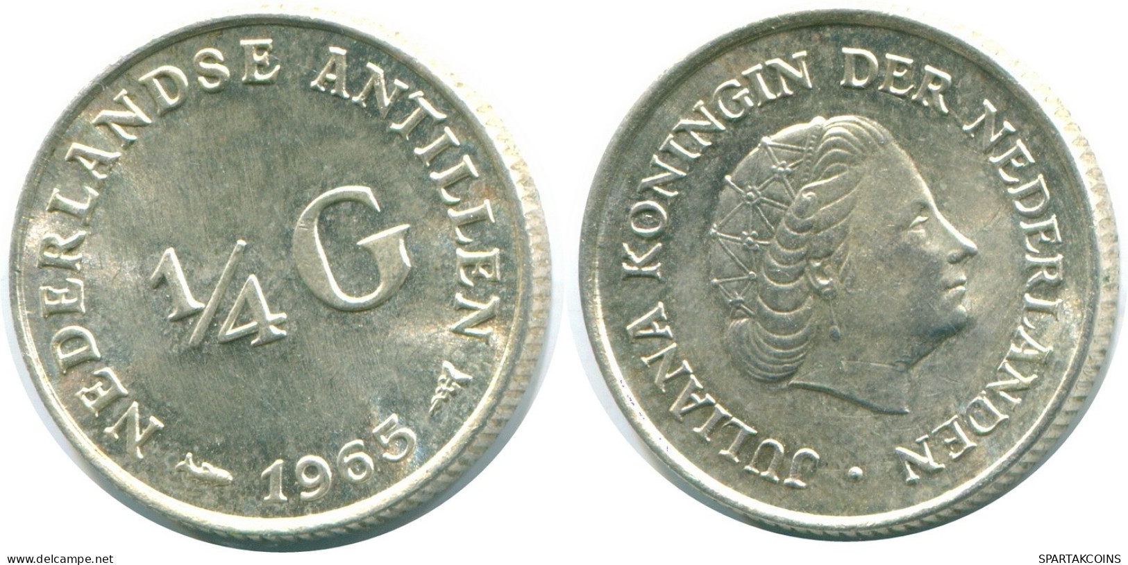1/4 GULDEN 1965 ANTILLAS NEERLANDESAS PLATA Colonial Moneda #NL11298.4.E.A - Antilles Néerlandaises