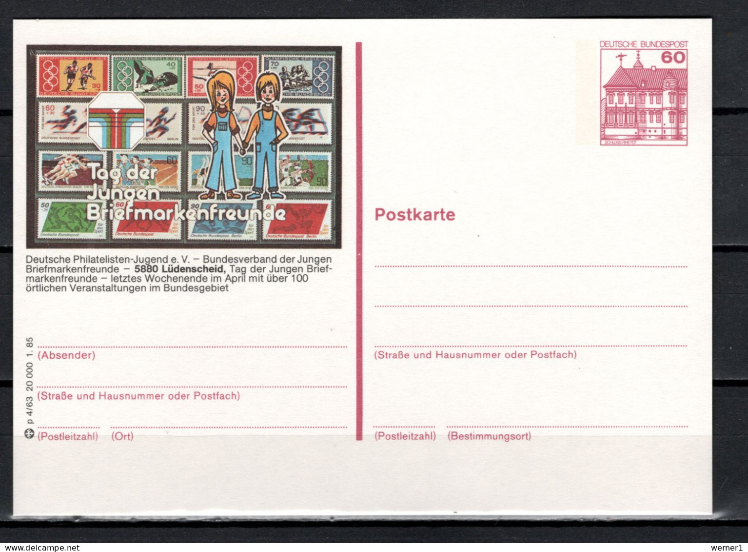 Germany 1985 Olympic Games Commemorative Postcard - Ete 1984: Los Angeles