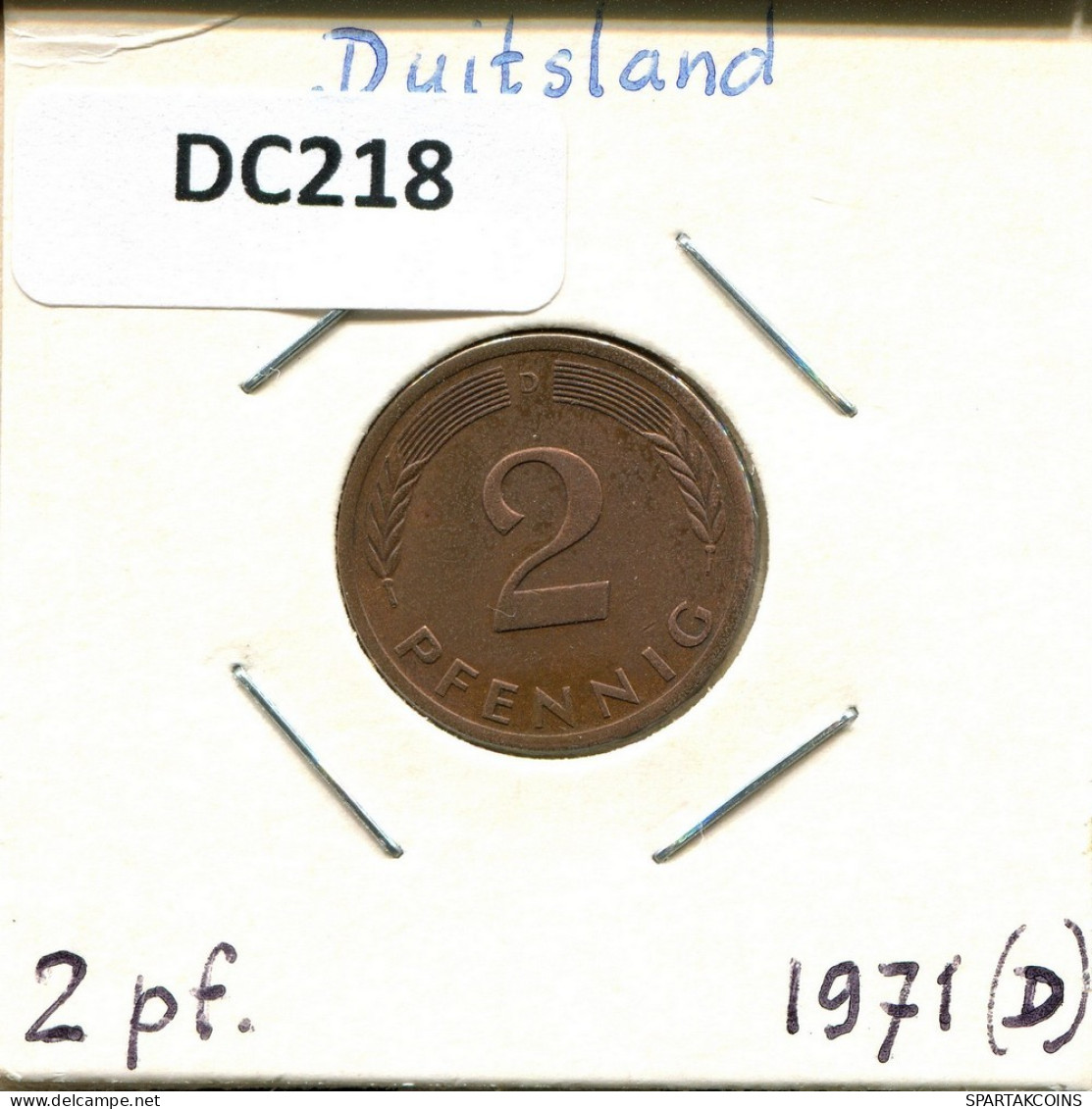 2 PFENNIG 1971 D BRD DEUTSCHLAND Münze GERMANY #DC218.D.A - 2 Pfennig