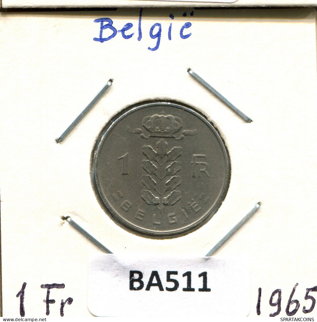 1 FRANC 1965 DUTCH Text BELGIQUE BELGIUM Pièce #BA511.F.A - 1 Franc