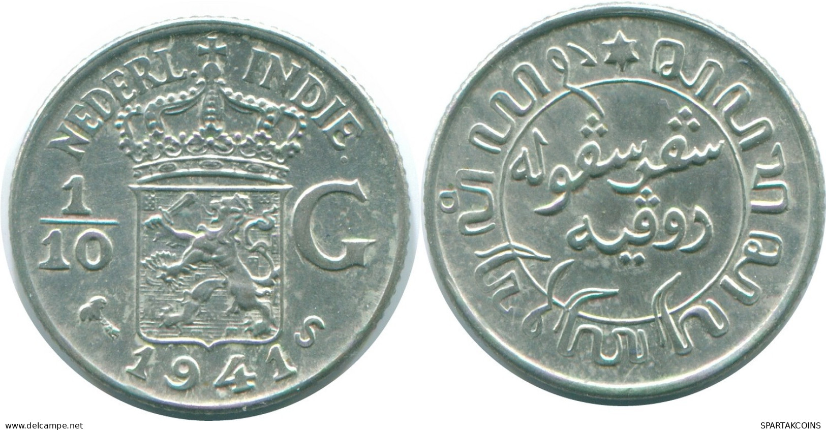 1/10 GULDEN 1941 S NIEDERLANDE OSTINDIEN SILBER Koloniale Münze #NL13688.3.D.A - Niederländisch-Indien