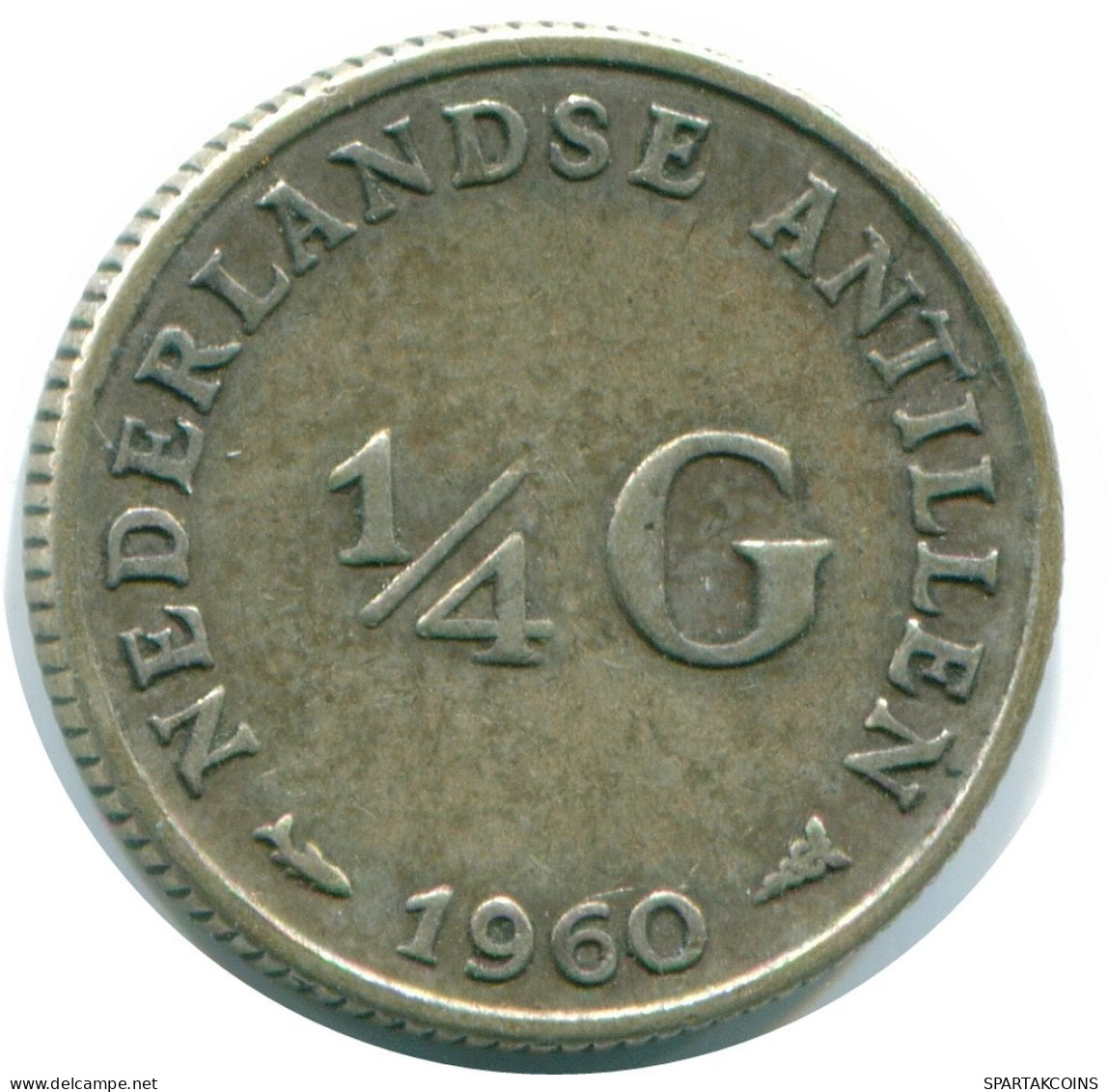 1/4 GULDEN 1960 ANTILLES NÉERLANDAISES ARGENT Colonial Pièce #NL11098.4.F.A - Netherlands Antilles